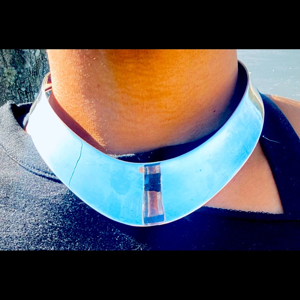 Sterling silver wide choker collar